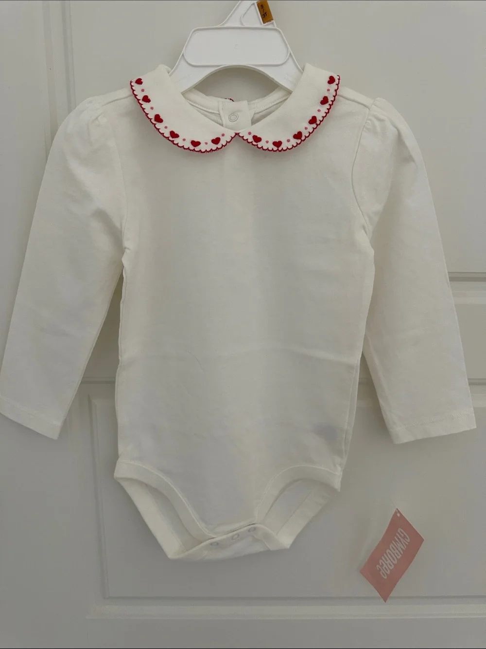 Gymboree Cream One-Piece Bodysuit with Red Trim Collar